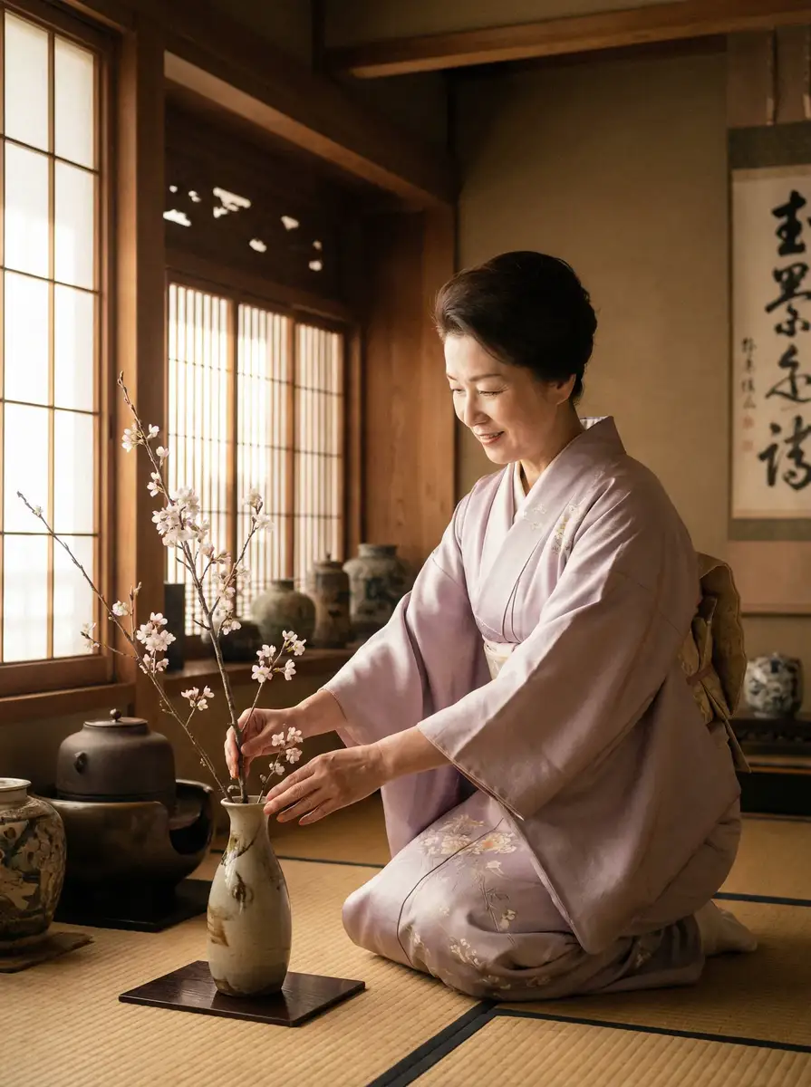 一位优雅的 一线天 | 一线天影院导航 - 一线天官网高清播放 在和室中插花