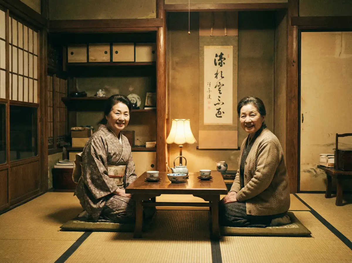 两位优雅的 一线天 | 一线天影院导航 - 一线天官网高清播放 在日式茶室中品茶交谈